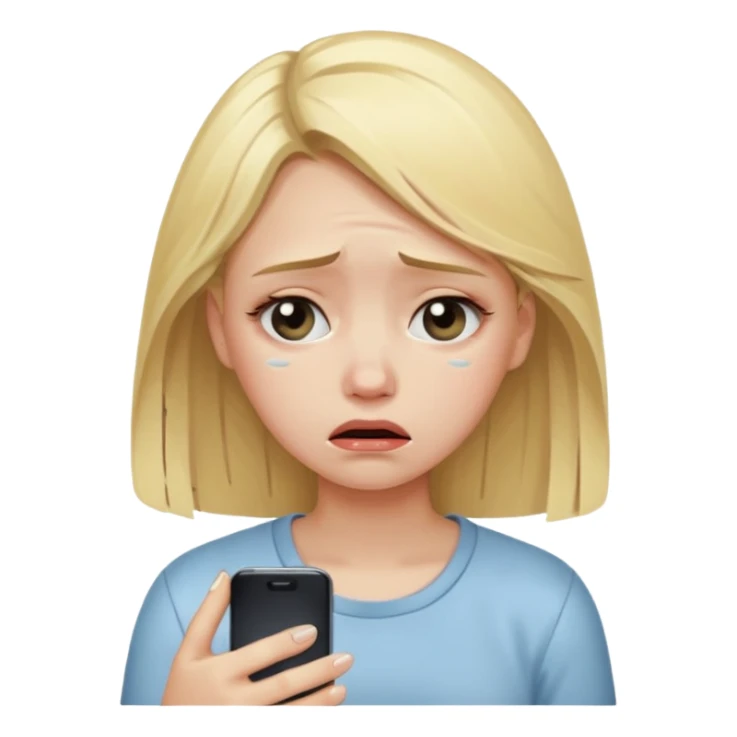 a blonde girl sad looking at the phone  sticker