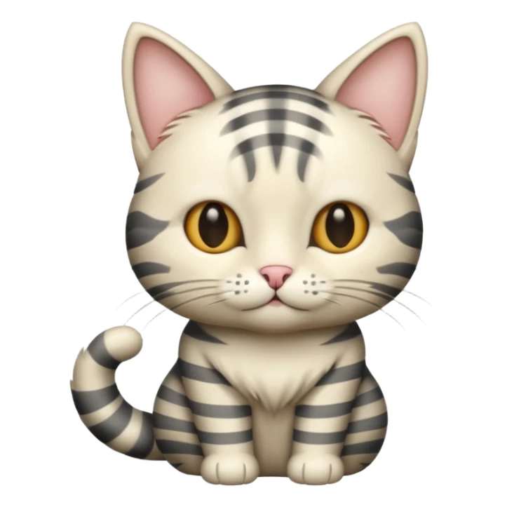 striped cat with hair in cream and gray colors sticker