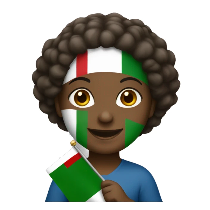 italian black girl smiling holding italy flag sticker