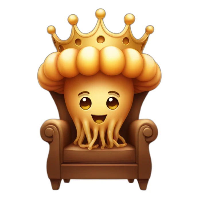 brown jellyfish cute sitting on throne with crown sticker