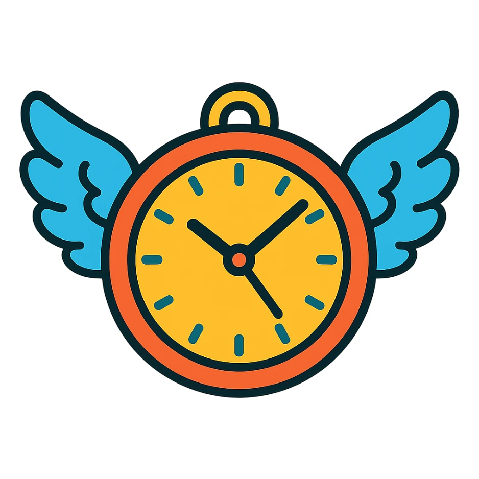 clock with angel wings in vibrant toon style sticker