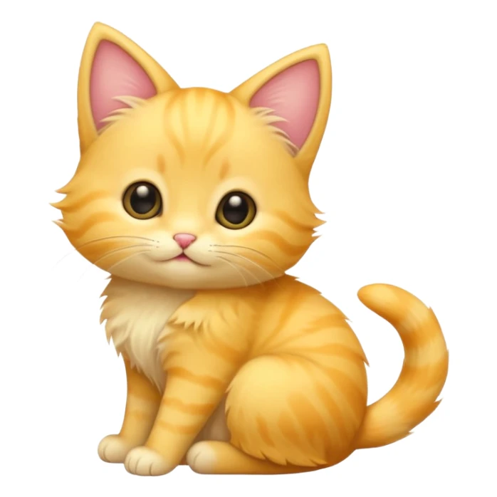 A cute cartoon yellow kitten sitting and wagging its tail and animated. sticker