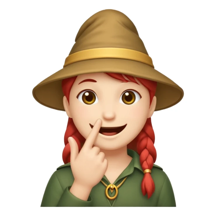 mystic forest character finger under chin teasing smile sticker