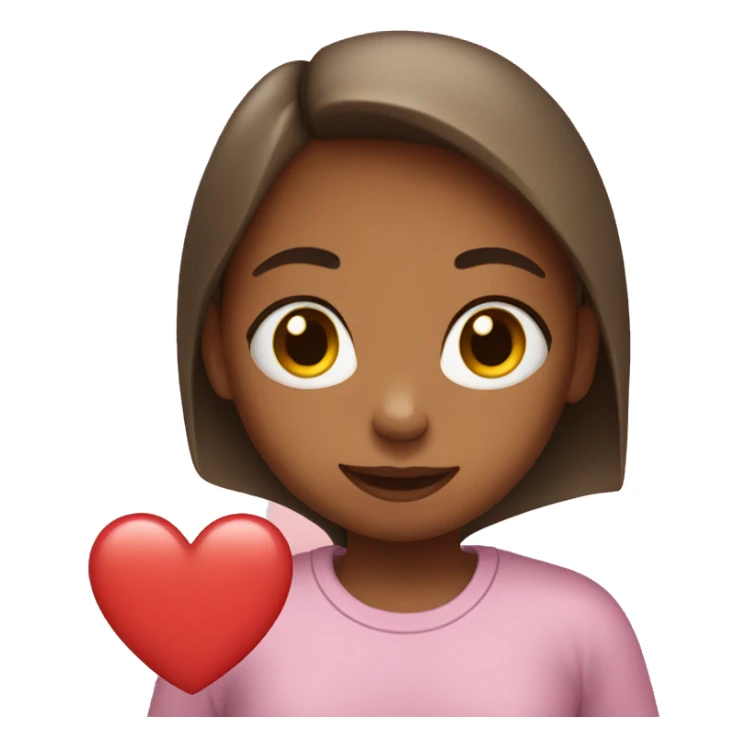 The girl shows the heart sticker