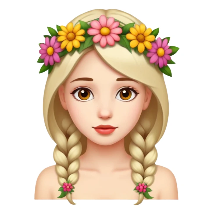Beautiful girl with flowers on her head sticker
