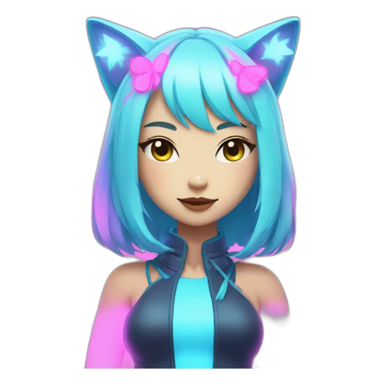 neon neko girl sticker