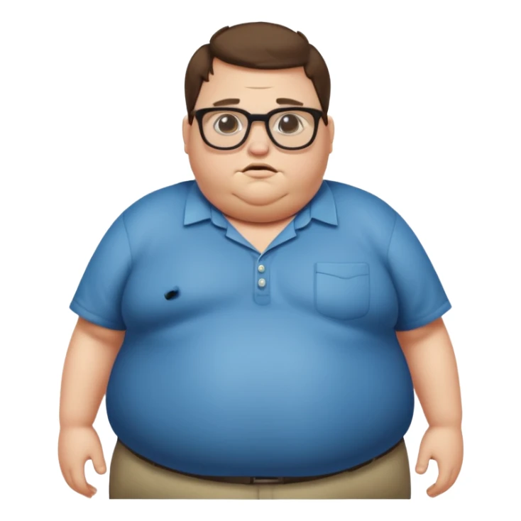 Hombre nerd obeso mórbido con la barriga saliendo de la camisa sticker