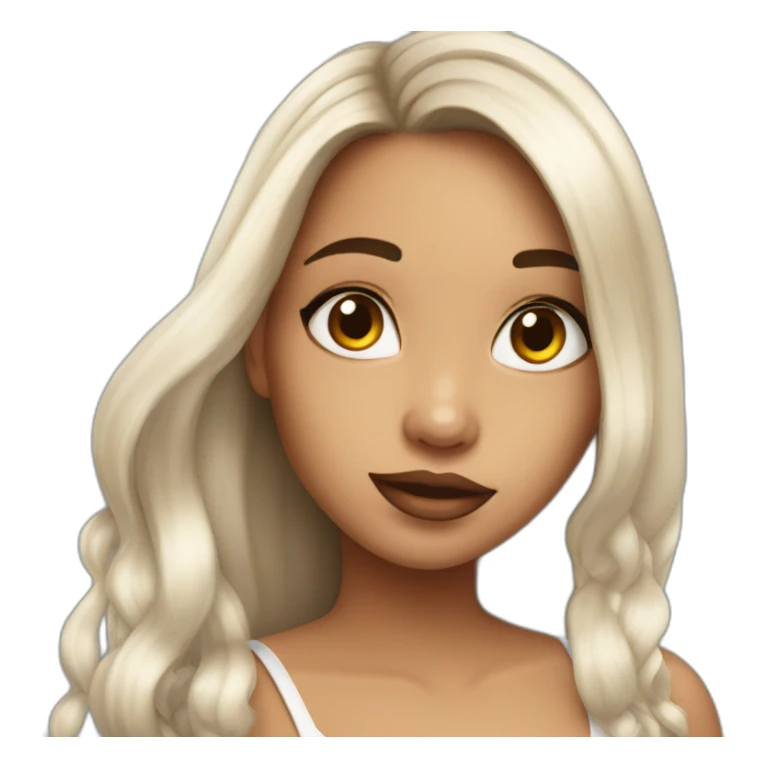 latin girl with long hair and a monroe piercing on the top or her lips sticker