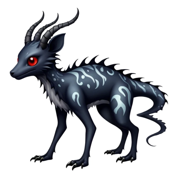 a dark gothic gloomy edgy vernid-fionbri-creature with splash patterns full body sticker