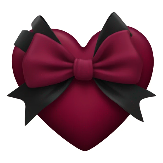 Burgundy heart with a black bow sticker