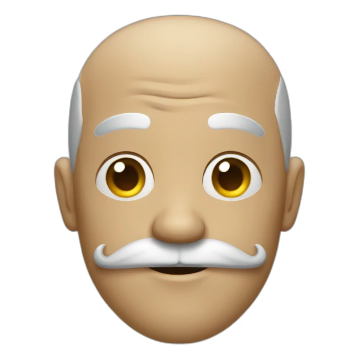 a face with a mustache and a graying bald spot smirks sticker