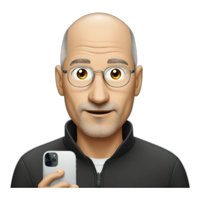 Steve job no hair holding iPhone sticker