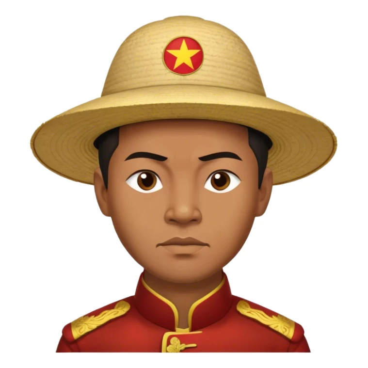 Cinematic Realistic Ho Chi Minh Portrait Emoji, depicted as a determined revolutionary leader in traditional attire with a humble expression, rendered with lifelike textures and soft natural lighting that captures his enduring legacy. sticker