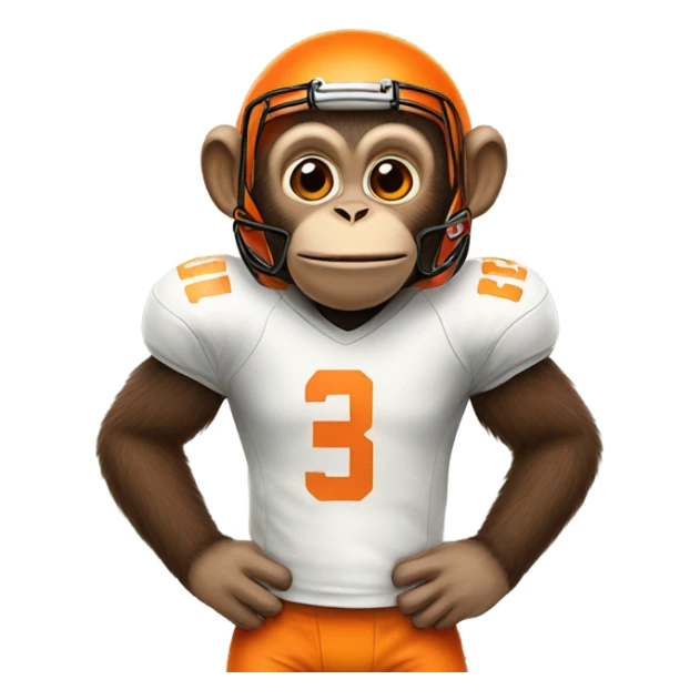 Monkey with an orange football jersey sticker
