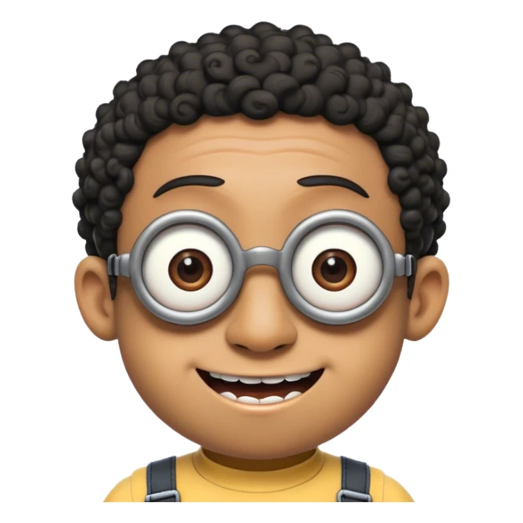 Black minion with a short curly to and braces sticker