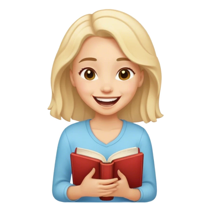 The girl who has a book in her hand and is laughing sticker