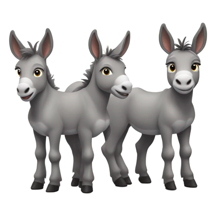 A  trio of grey mini Donkeys standing side by side full body sticker