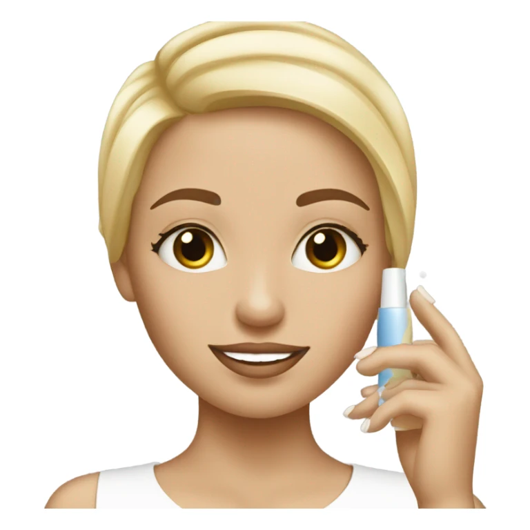 girl with blonde hair doing skincar sticker