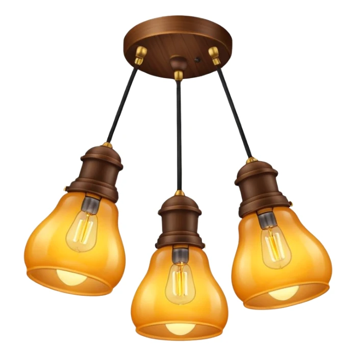 ceiling lamp 3 bulbs wooden sticker