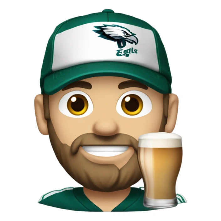 Caucasian Philadelphia eagles fan sipping a Guinness sticker