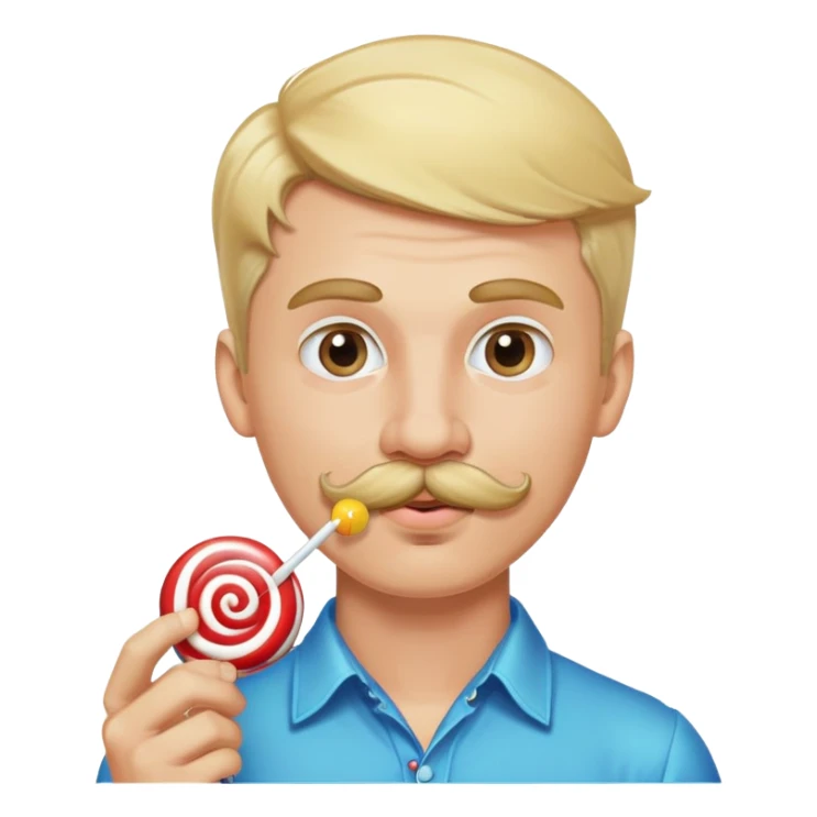 Gay blonde man with mustache sucking on a lollipop sticker