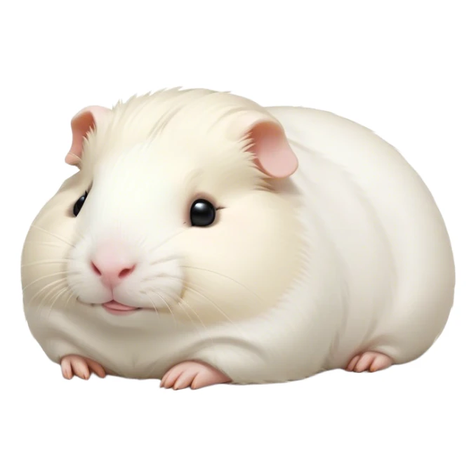 Meme-Worthy Cute Sleeping White Guinea Pig Portrait Emoji, Head resting peacefully with a contented smile, showcasing a delightfully chubby build and a luxuriously soft pure white coat, eyes shut in a serene, cozy nap, Simplified yet hilariously adorable features, highly detailed, glowing with a soft, drowsy light, high shine, relaxed and utterly lovable, stylized with an air of playful laziness, bright and heartwarming, soft glowing outline, capturing the essence of a comically sleepy guinea pig, so meme-worthy it feels like it could instantly become the next viral sensation of adorable slumber! sticker