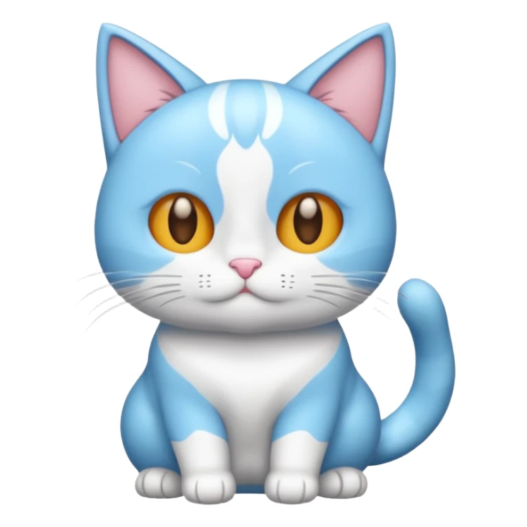 Gato celeste con blanco y sin amarillo animado sticker