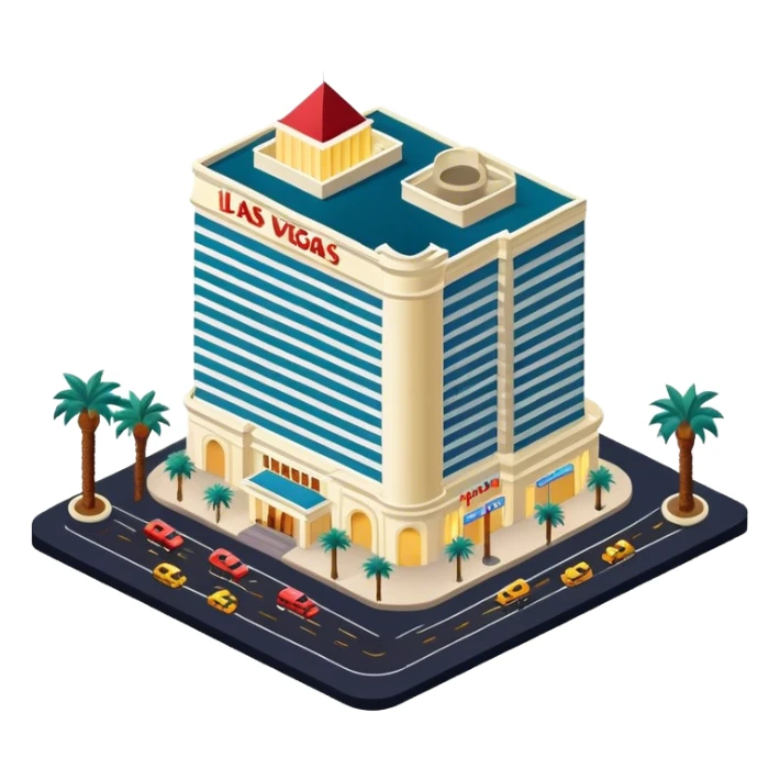 Las Vegas hotel isometric exterior nighttime  sticker