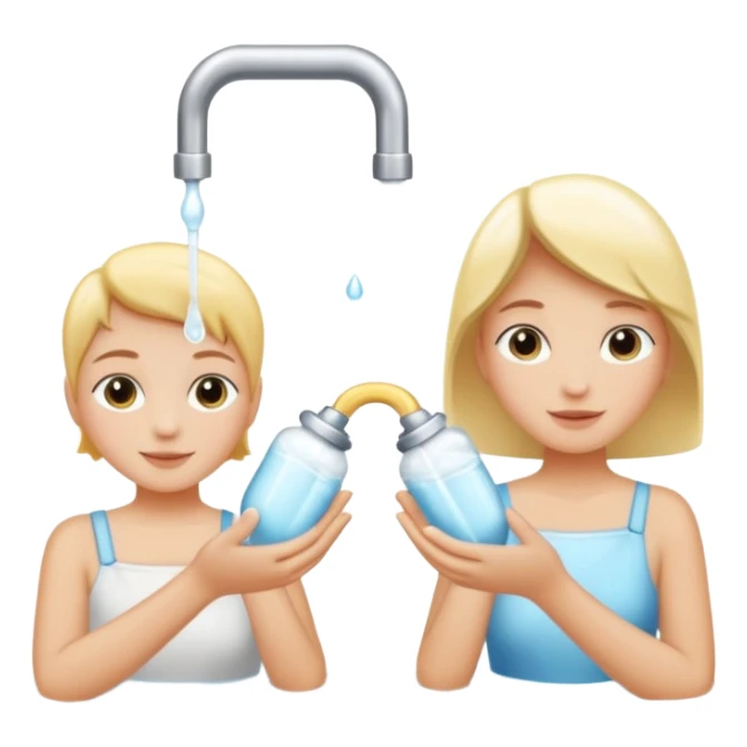 Deux mains sous un robinet avec des gouttes d'eau et du savon sticker