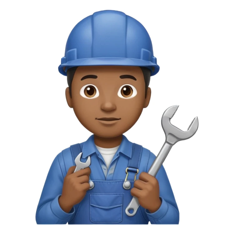 Black male factory worker wearing hard hat and overalls holding wrench sticker