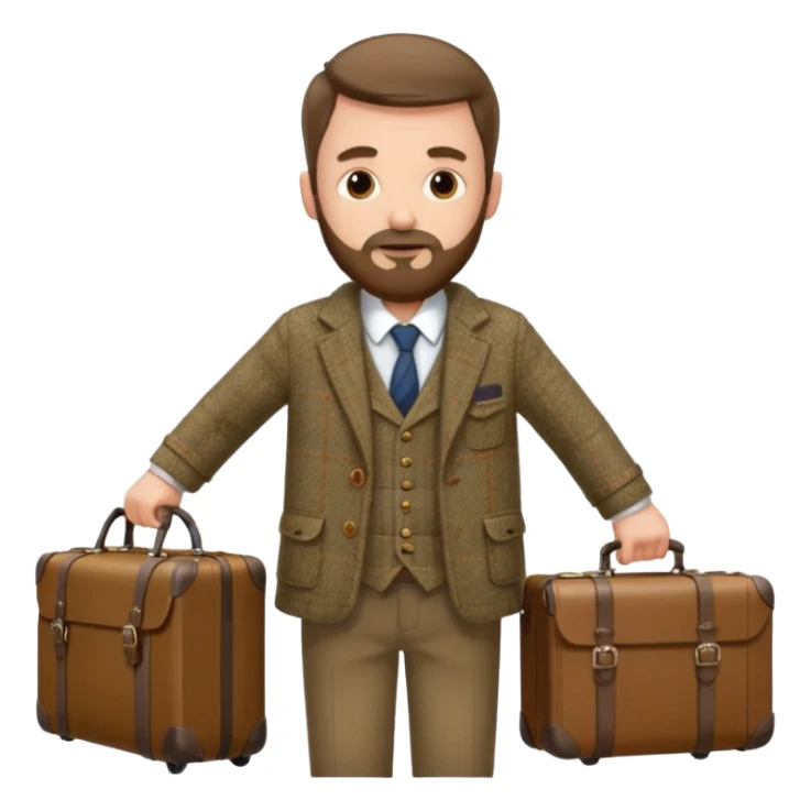 SCOTTISH MAN WITH STUBBLE BEARD TRAVELLING WITH SUITCASE AND BAGS sticker