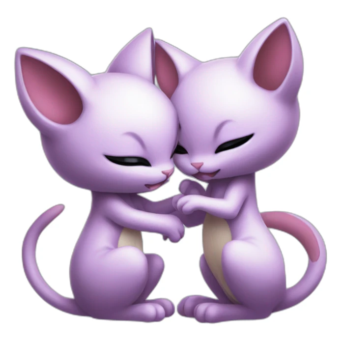 Mewtwo and mew Kissing in pokemon sticker