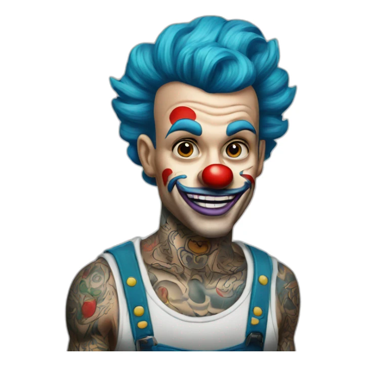 Tattooed clown richie the barber sticker