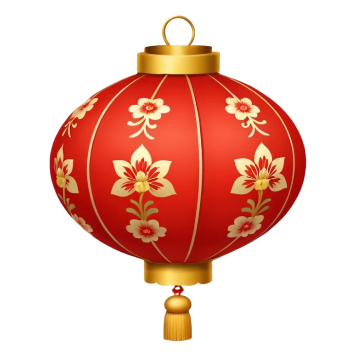 cute chinese red lantern with floral decoratons sticker