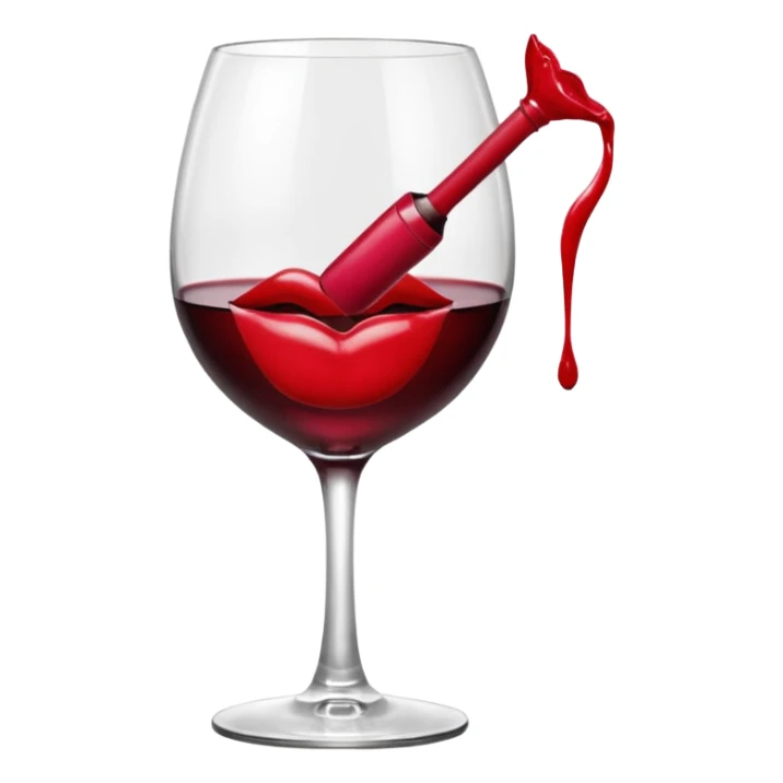 lipstick kiss on red wine glass sticker