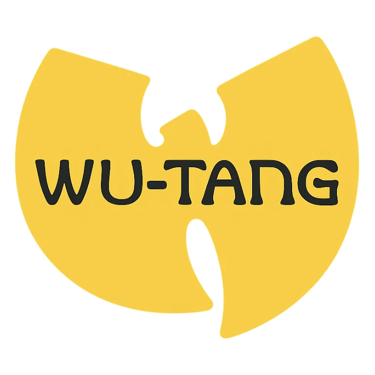 Wu-Tang Clan logo, stylized as a modern flat icon, yellow and black sticker