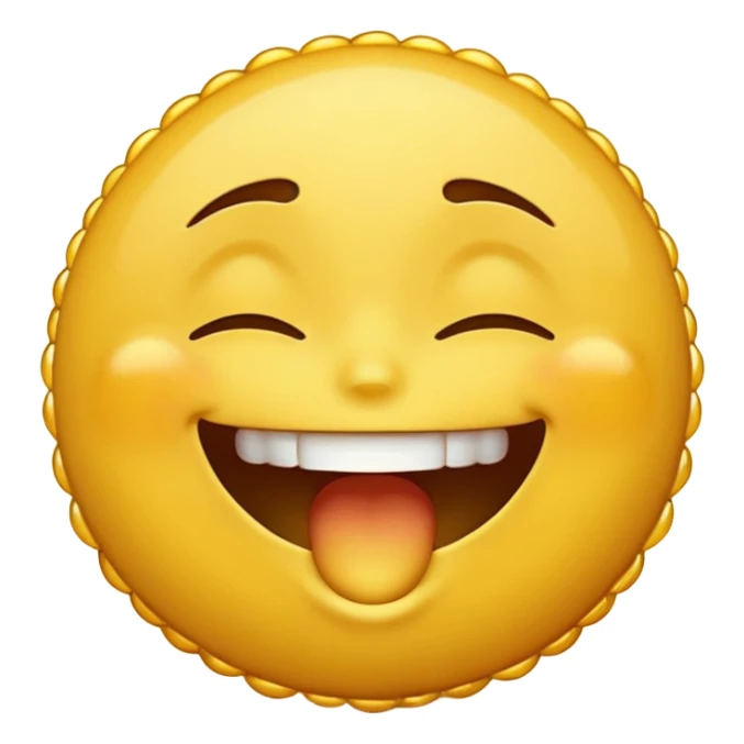 classic yellow emoji face, laughing but with exhaustion sticker