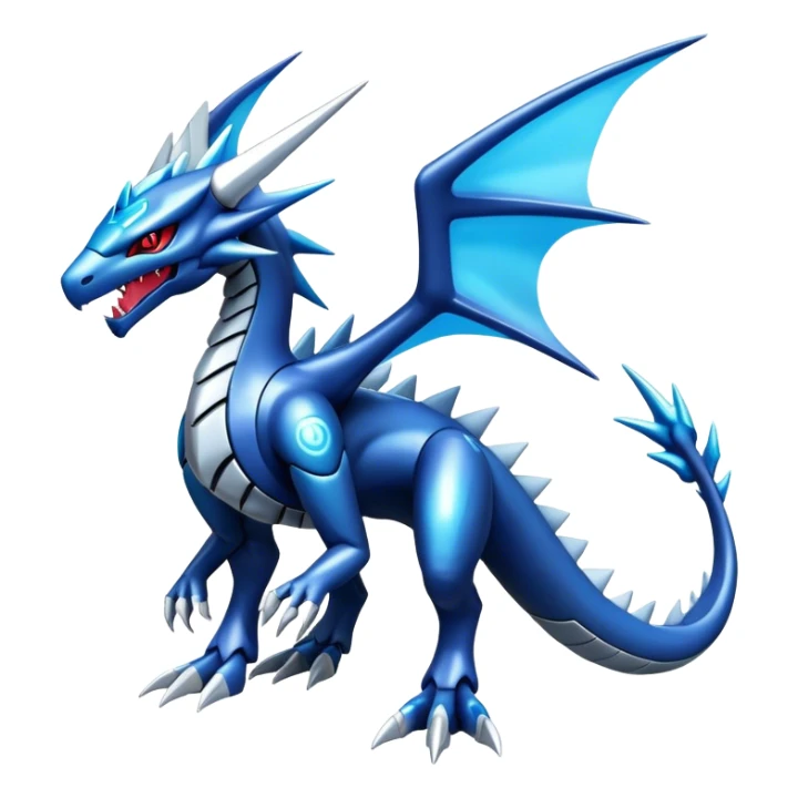  Cool Edgy Shiny Futuristic Ethereal Legendary Dialga-Digimon-Salamence-Kyurem-hybrid full body sticker