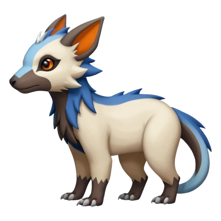 Dark dull blackish deep-Brown with Beige, Orange, And Blue Linoone-Absol-Trico-Hybrid (Full body) sticker