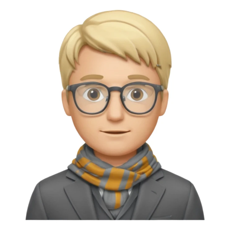 gray scarf male blond hair with suit glasses sticker