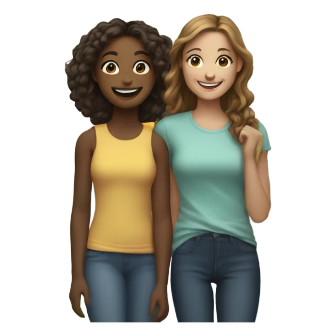 smiling girl with friends outdoors sticker