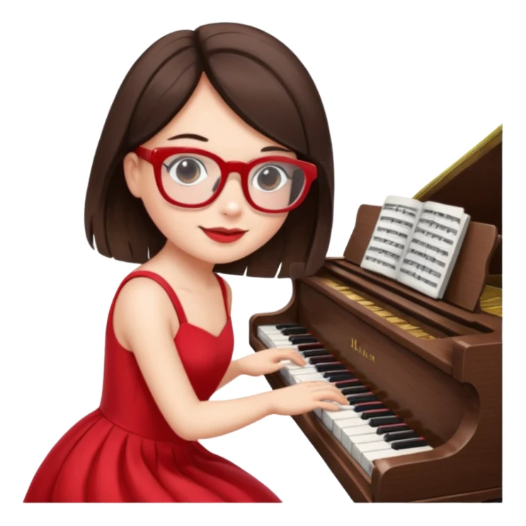 Brunette in red  white maltes glassespianista sticker