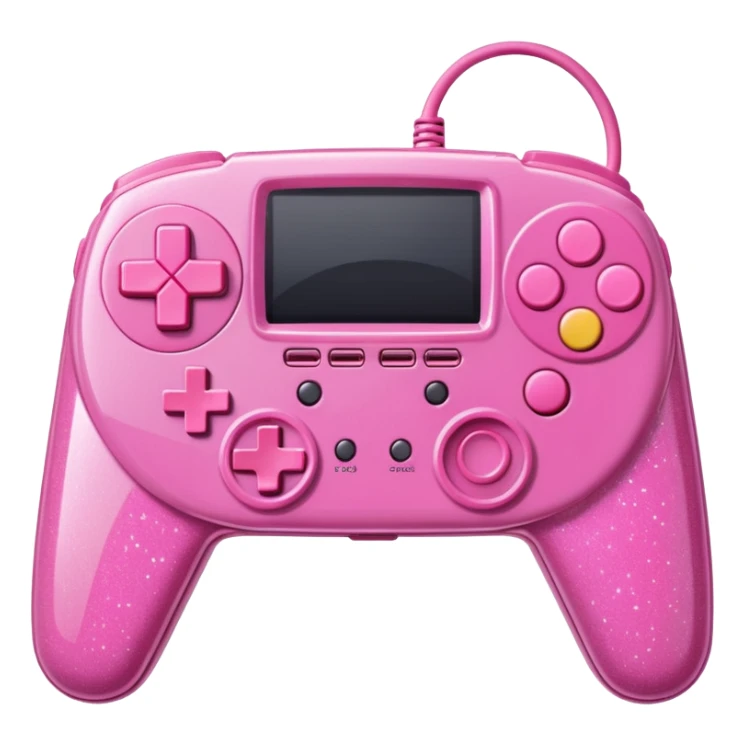 glittery pink 90s retro game console with pink corded controller sticker