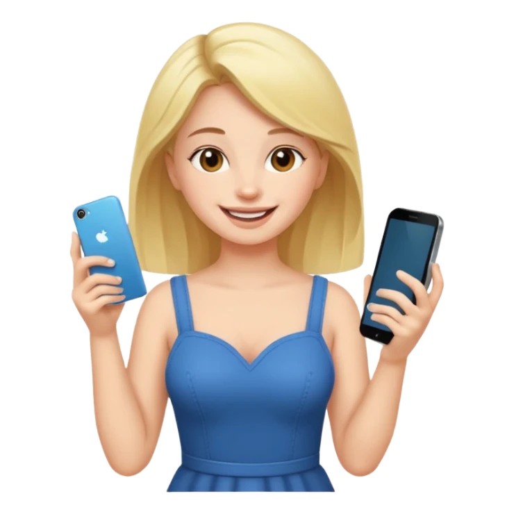 a full body girl on his phone with a happy face commenting on a post sticker