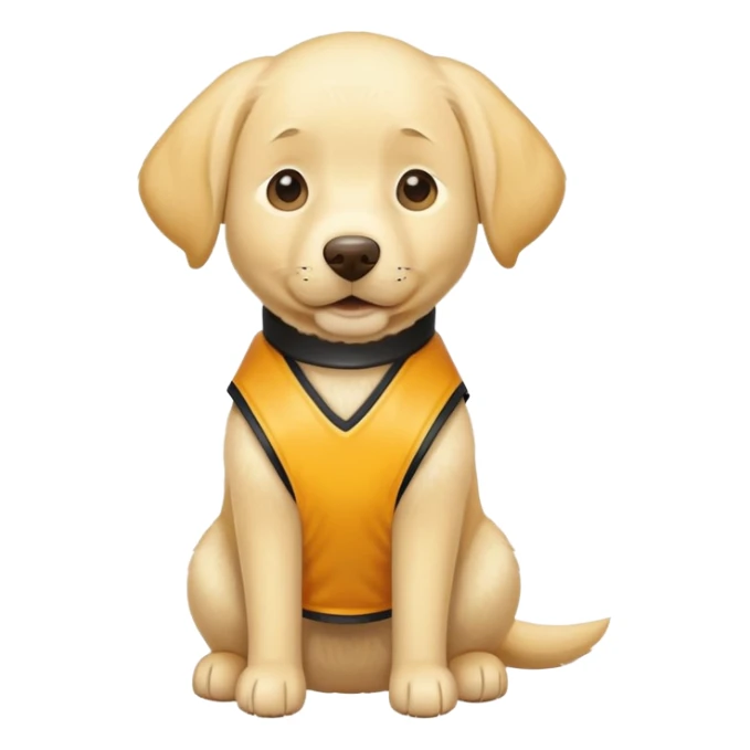This yellow lab dog wearing a vest sticker