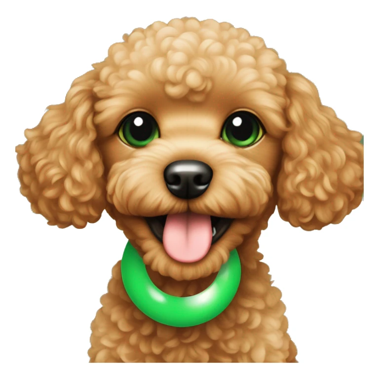 toy poodle puppy orange with green ball in mouth sticker