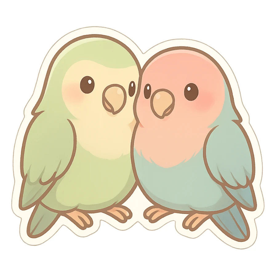 pastel lovebirds pair sticker