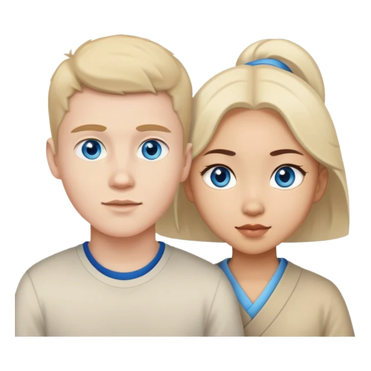 White boy with blue eyes and Asian girl  sticker