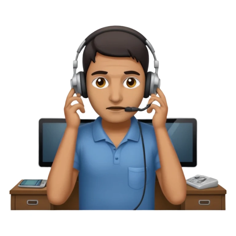 mean looking phone scammer in sketchy call center in india working our of filthy bedroom sticker