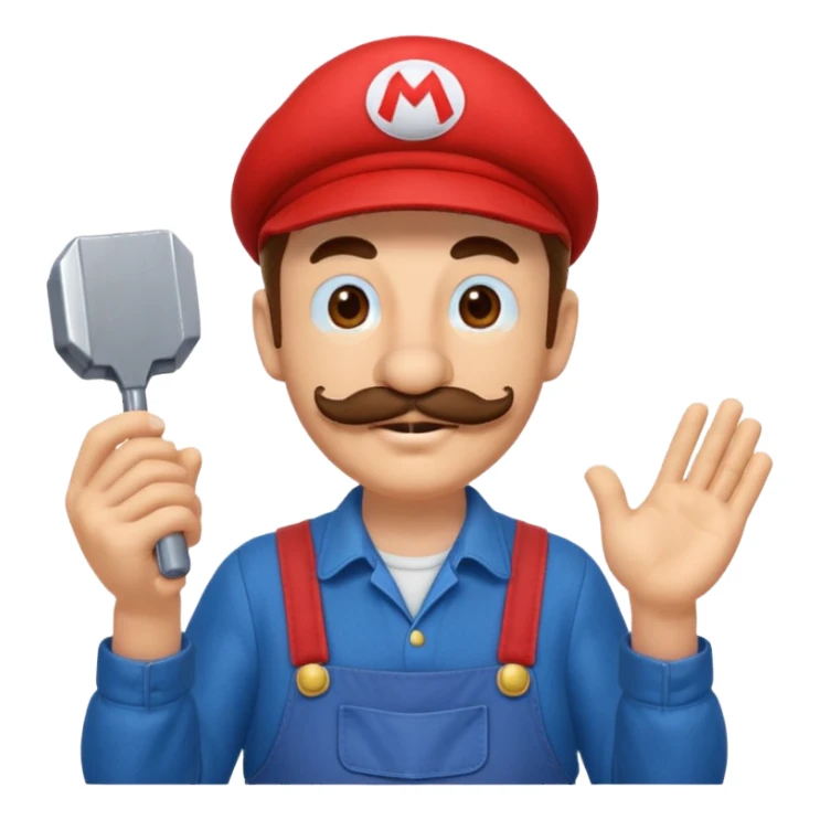 Mario, red hat, blue overalls, mustache, cheerful, classic video game character sticker
